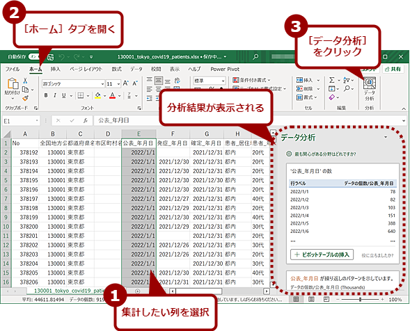 「データ分析」で集計する（1）